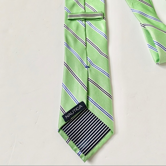 Nautica Men’s Tie Striped Green Blue Navy - Picture 3 of 6